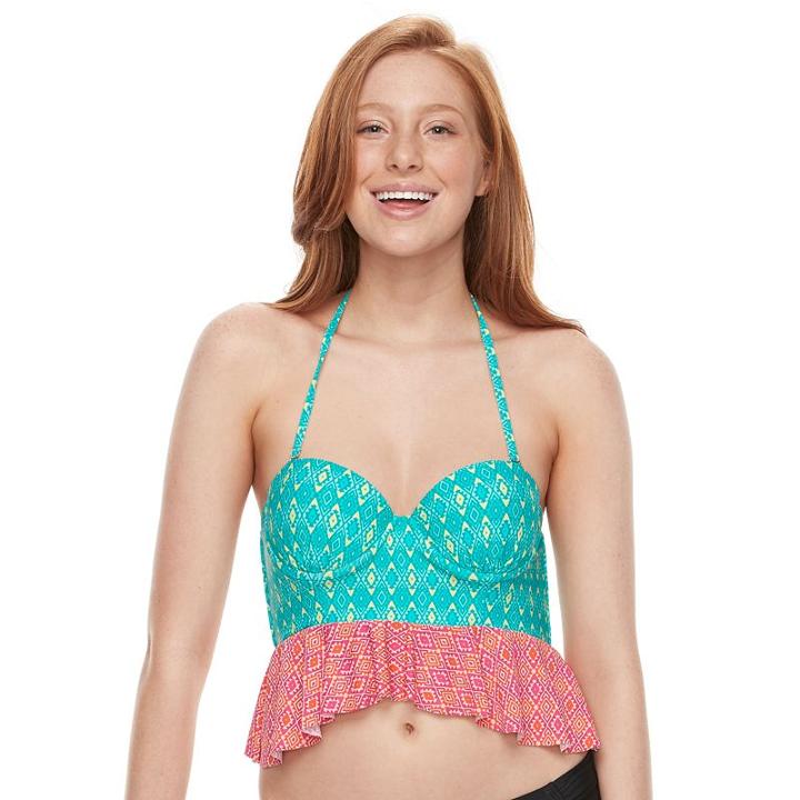 Women's Social Angel Ruffled Halterkini Top, Size: Xl, Multicolor