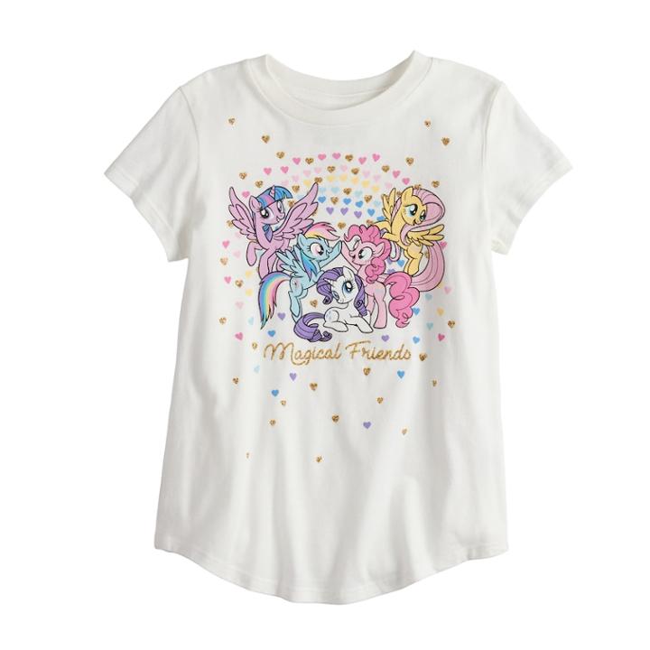 Girls 4-10 Jumping Beans&reg; My Little Pony Magical Friends Glittery Graphic Tee, Size: 5, Natural