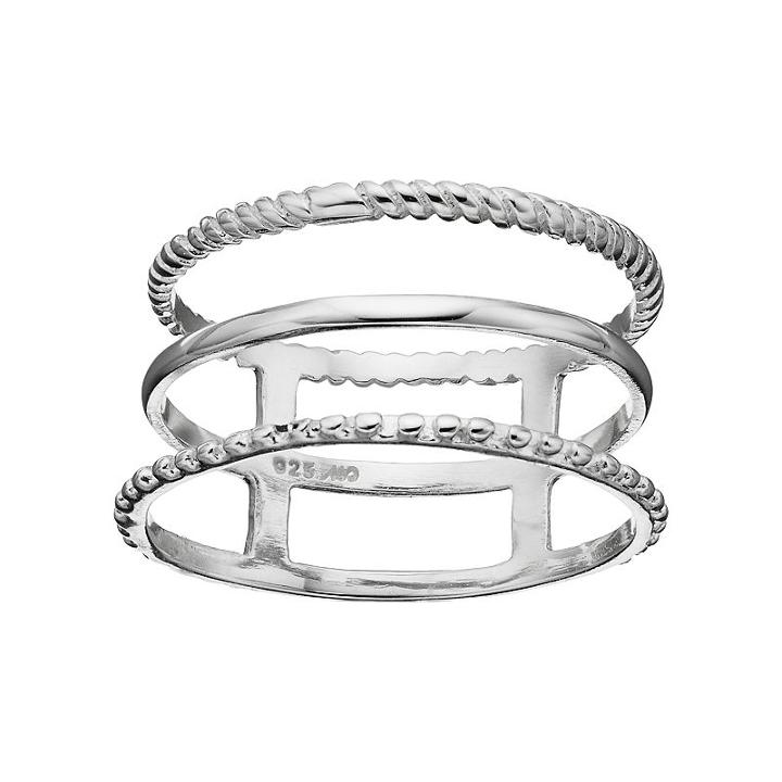 Primrose Sterling Silver Textured Triple Row Ring, Women's, Size: 6, Grey