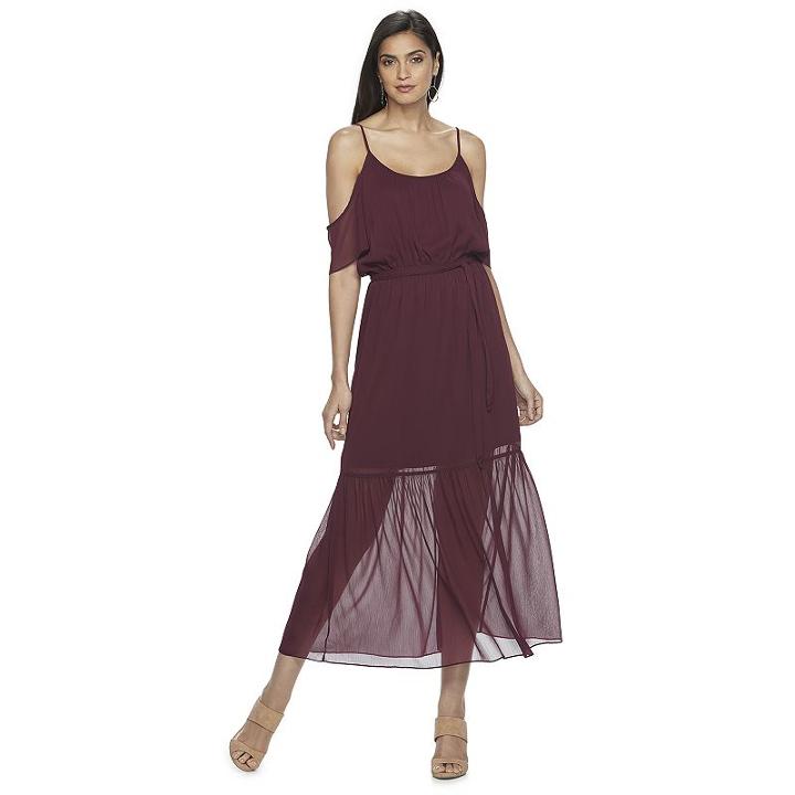 Women's Jennifer Lopez Cold-shoulder Maxi Dress, Size: Xs, Dark Red
