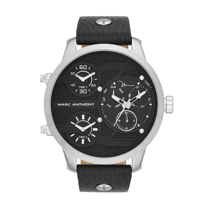 Marc Anthony Men's Leather Chronograph Watch, Size: Xl, Black