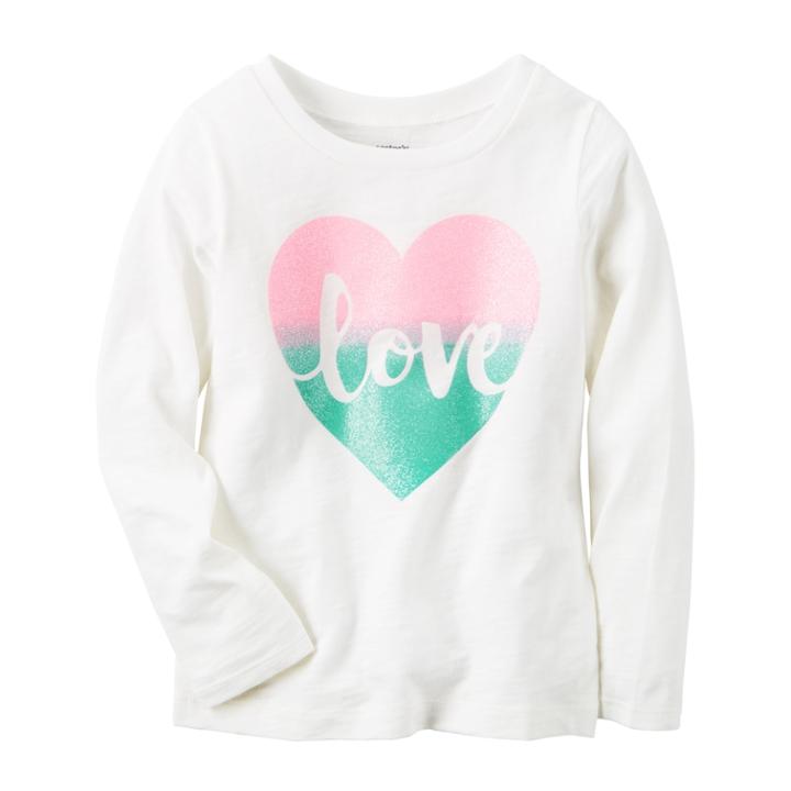 Girls 4-8 Carter's Long Sleeve Jersey Graphic Tee, Size: 7, White