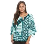 Women's Dana Buchman Printed Kimono Top, Size: Xs, Med Green