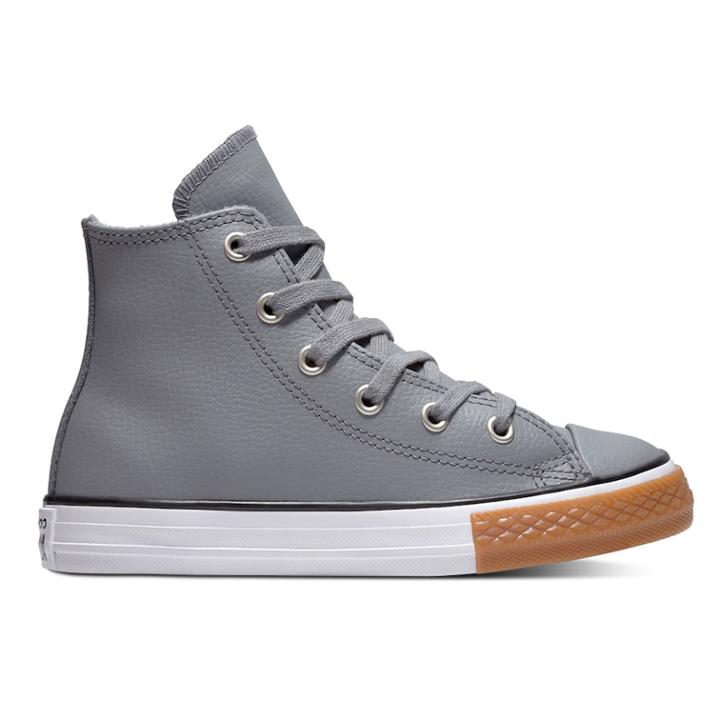 Boys' Converse Chuck Taylor All Star Leather High Top Shoes, Size: 4, Med Grey