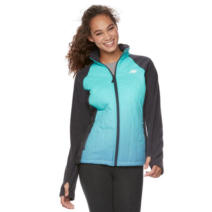 Women's New Balance Mixed-media Quilted Jacket, Size: Medium, Thunder Aqua