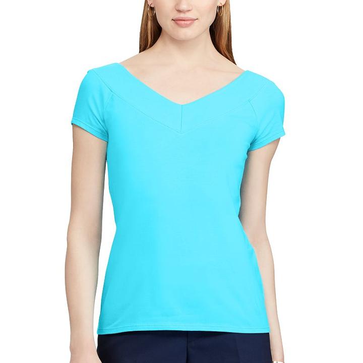 Women's Chaps V-neck Tee, Size: Xl, Blue
