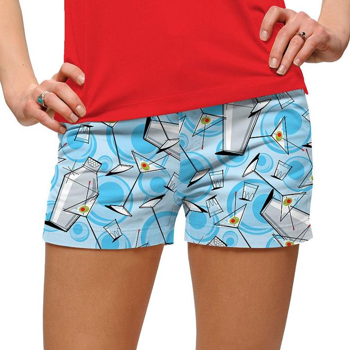 Women's Loudmouth Martini Print Mini Golf Shorts, Size: 8, Light Blue
