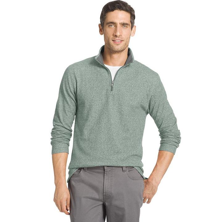Men's Izod Heathered Quarter-zip Fleece, Size: Medium, Turquoise/blue (turq/aqua)
