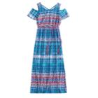 Girls 7-16 Three Pink Hearts Cold Shoulder Cross Back Belted Maxi Dress, Size: 7, Dark Blue
