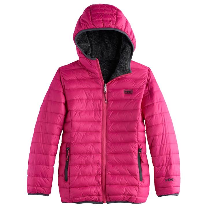 Girls 7-16 Hawke & Co Midweight Sweater Fleece Lined Puffer Jacket, Size: 14, Oxford