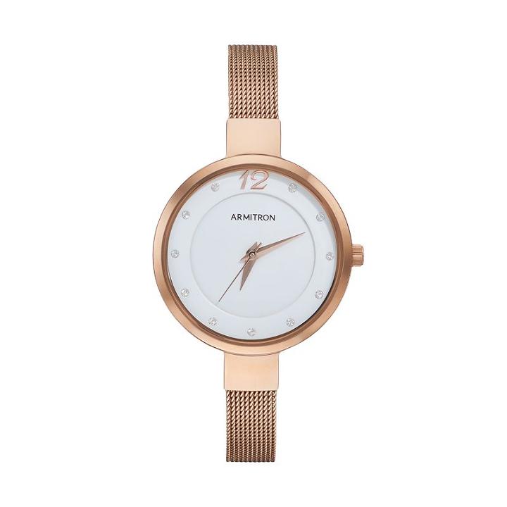 Armitron Women's Crystal Mesh Stainless Steel Watch - 75/5465wtrg, Size: Small, Pink