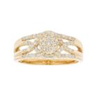 10k Gold 3/8 Carat T.w. Diamond Cluster Multi Row Engagement Ring, Women's, Size: 7, White