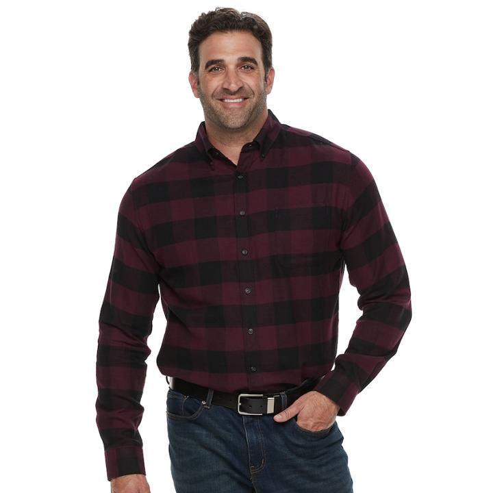 Big & Tall Croft & Barrow&reg; Regular-fit Flannel Woven Button-down Shirt, Men's, Size: 4xb, Dark Pink