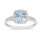 10k White Gold 1/8 Carat T.w. Diamond Sky Blue Topaz Frame Ring, Women's, Size: 6