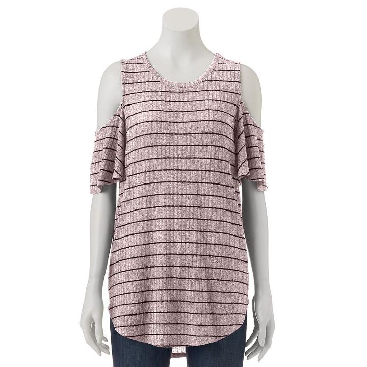Women's Apt. 9&reg; Ribbed Cold-shoulder Top, Size: Xl, Brt Pink