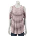 Women's Apt. 9&reg; Ribbed Cold-shoulder Top, Size: Xl, Brt Pink