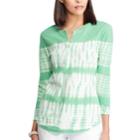 Women's Chaps 3/4-sleeve Henley, Size: Medium, Green