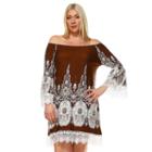 White Mark, Plus Size Print Off-the-shoulder Dress, Women's, Size: 2xl, Ovrfl Oth