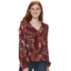 Juniors' Love, Fire Tie-front Long Sleeve Top, Teens, Size: Medium, Red