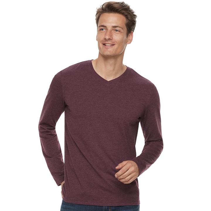 Men's Apt. 9&reg; Premier Flex Solid V-neck Tee, Size: Xl, Red