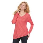 Women's Dana Buchman Pointelle Asymmetrical Sweater, Size: Medium, Pink Ovrfl