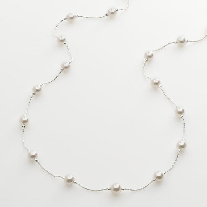 Croft & Barrow Silver Tone Simulated Pearl Long Necklace
