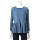 Women's Sonoma Goods For Life&trade; French Terry Peplum Top, Size: Large, Dark Blue