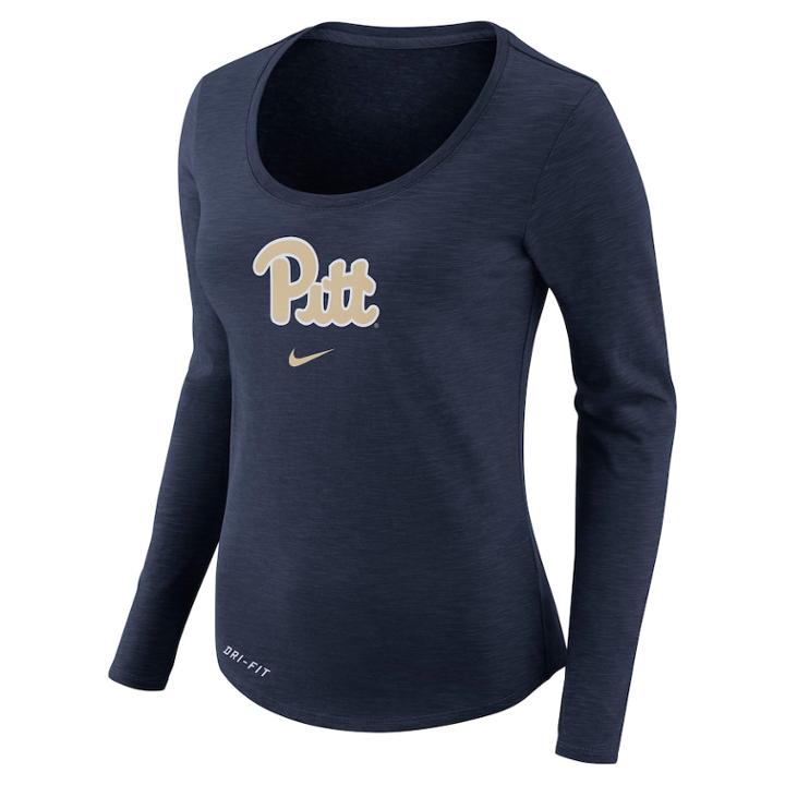 Women's Nike Pitt Panthers Slubbed Dri-fit Tee, Size: Medium, Blue (navy)