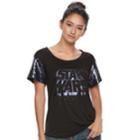 Juniors' Star Wars Sequin Sleeve Graphic Tee, Teens, Size: Small, Black