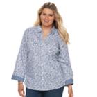 Plus Size Croft & Barrow&reg; Knit-to-fit Roll-tab Shirt, Women's, Size: 1xl, Med Blue