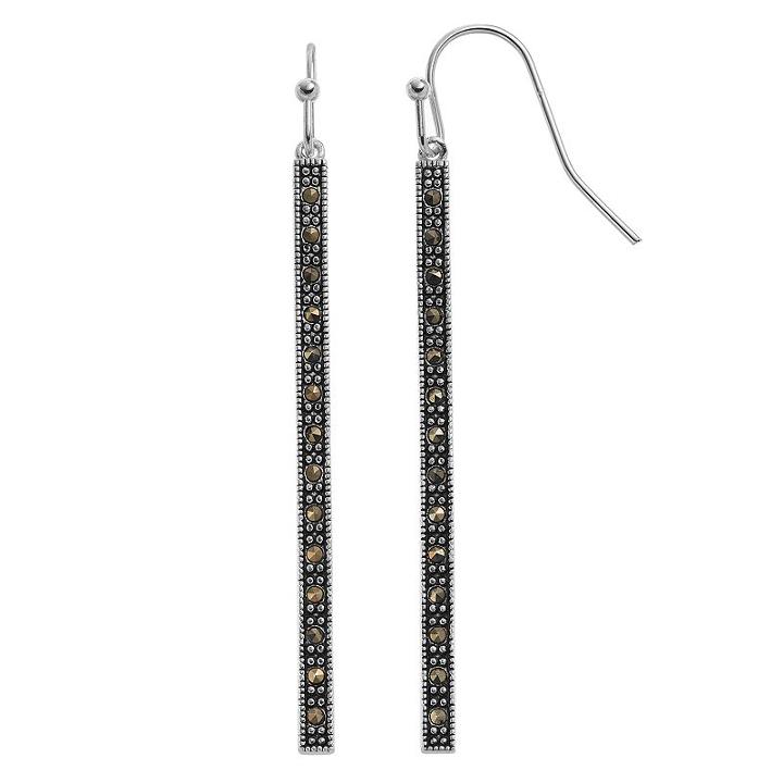 Silver Luxuries Marcasite Stick Drop Earrings, Women's, Grey