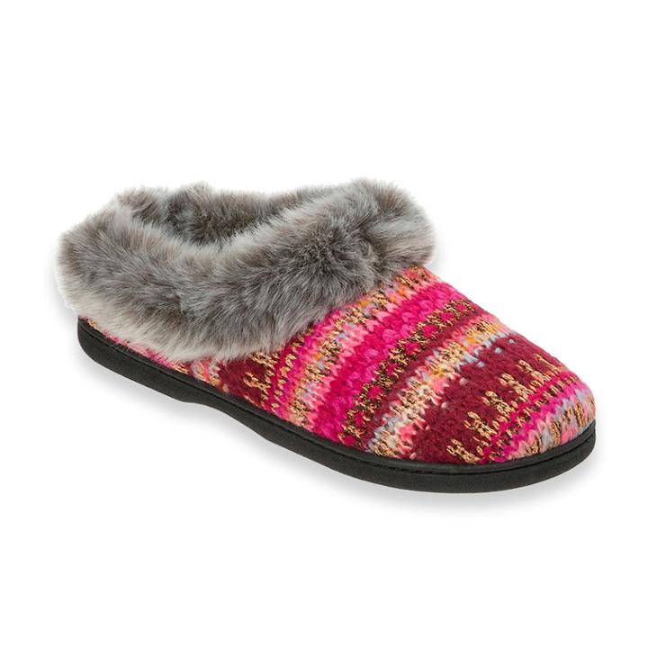 Women's Dearfoams Lurex Knit Clog Slippers, Size: Medium, Dark Red