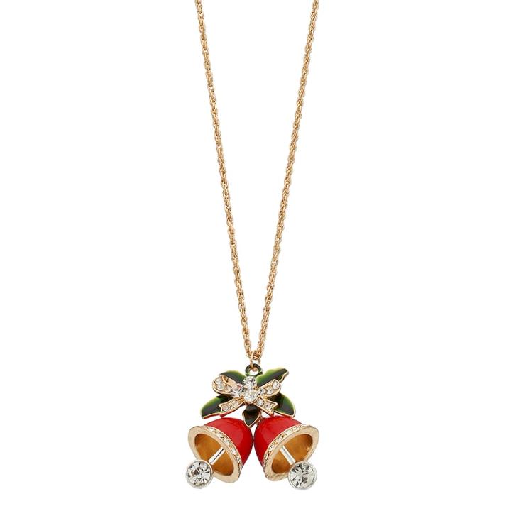 Double Bell Pendant Necklace, Women's, Light Red