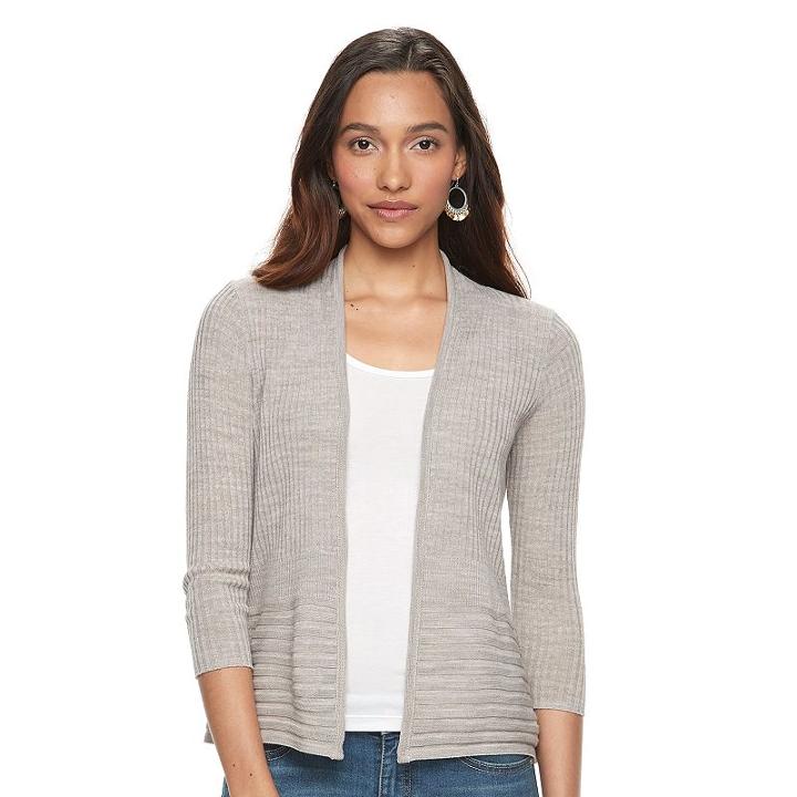 Women's Apt. 9&reg; Ribbed Cardigan, Size: Xxl, White Oth