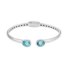 Blue Topaz Sterling Silver Hinged Cuff Bracelet, Women's, Size: 6.5