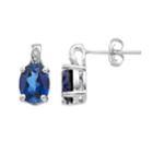 Sterling Silver Lab-created Sapphire & Diamond Accent Oval Stud Earrings, Women's, Blue