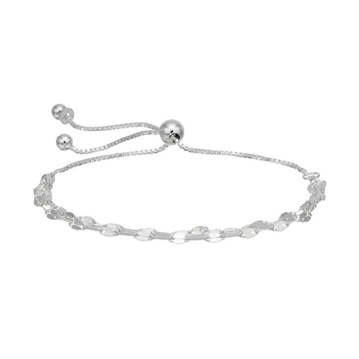 Sterling Silver Mirror Chain Bolo Bracelet, Women's