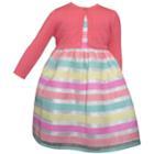 Girls 4-6x Blueberi Boulevard Striped Dress & Cardigan Set, Size: 6, Med Pink