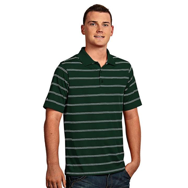 Men's Antigua Striped Performance Golf Polo, Size: Medium, Dark Green