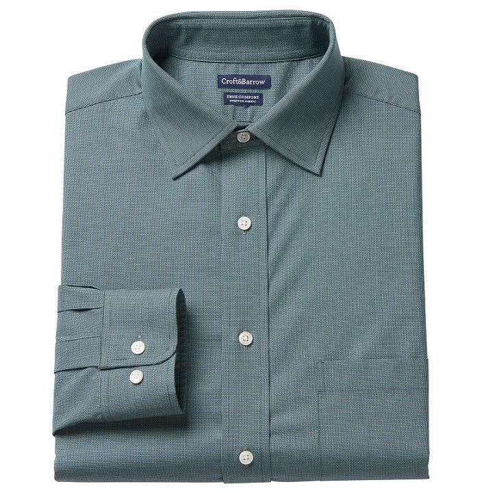 Men's Croft & Barrow® True Comfort Classic-fit Oxford Stretch Dress Shirt, Size: 17-32/33, Turquoise/blue (turq/aqua)