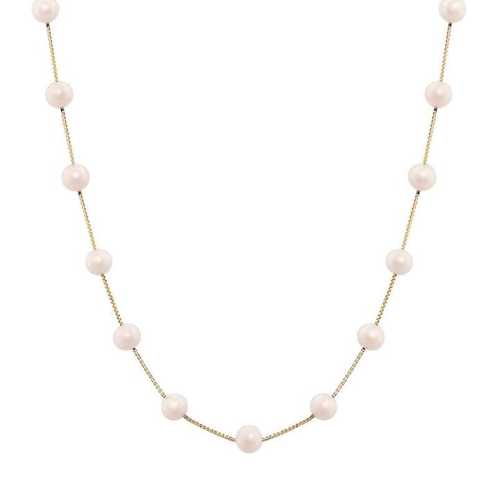 14k Gold Dyed Pink Freshwater Cultured Pearl Station Necklace, Women's, Size: 17, White