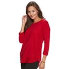 Women's Dana Buchman Curved-hem Sweater, Size: Large, Dark Red