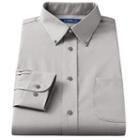 Men's Croft & Barrow&reg; Fitted Solid Broadcloth Button-down Collar Dress Shirt, Size: 19 34/5t, Grey