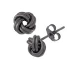 Black Rhodium-plated Sterling Silver Love Knot Stud Earrings, Women's