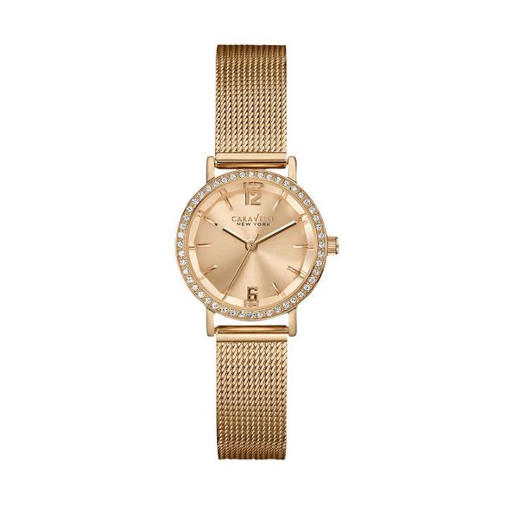 Caravelle New York By Bulova Women's Stainless Steel Mesh Watch - 44l158, Pink