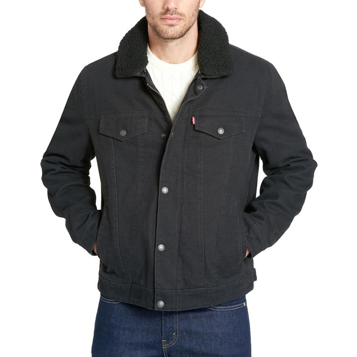 Men's Levi's Sherpa-lined Trucker Jacket, Size: Large, Black