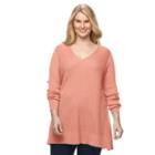 Plus Size Croft & Barrow&reg; Ribbed Tunic Sweater, Women's, Size: 1xl, Lt Orange