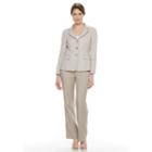 Women's Le Suit Textured Suit Jacket & Straight-leg Pants Set, Size: 10, Lt Brown