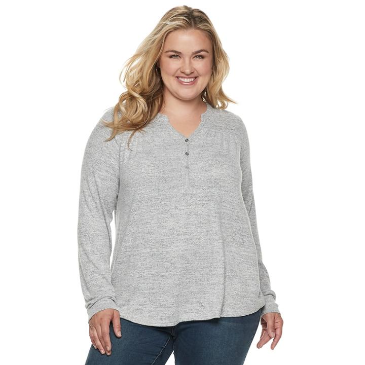 Plus Size Sonoma Goods For Life&trade; Henley Top, Women's, Size: 3xl, White