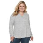 Plus Size Sonoma Goods For Life&trade; Henley Top, Women's, Size: 3xl, White